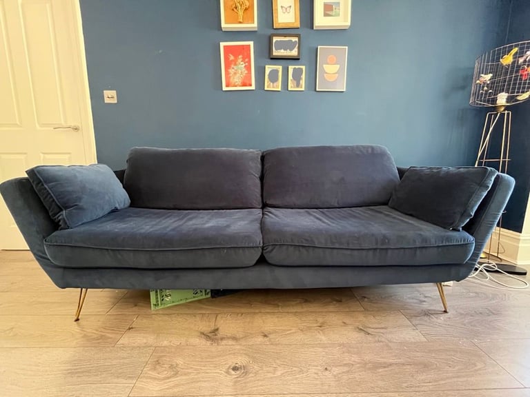 Velvet blue sofa