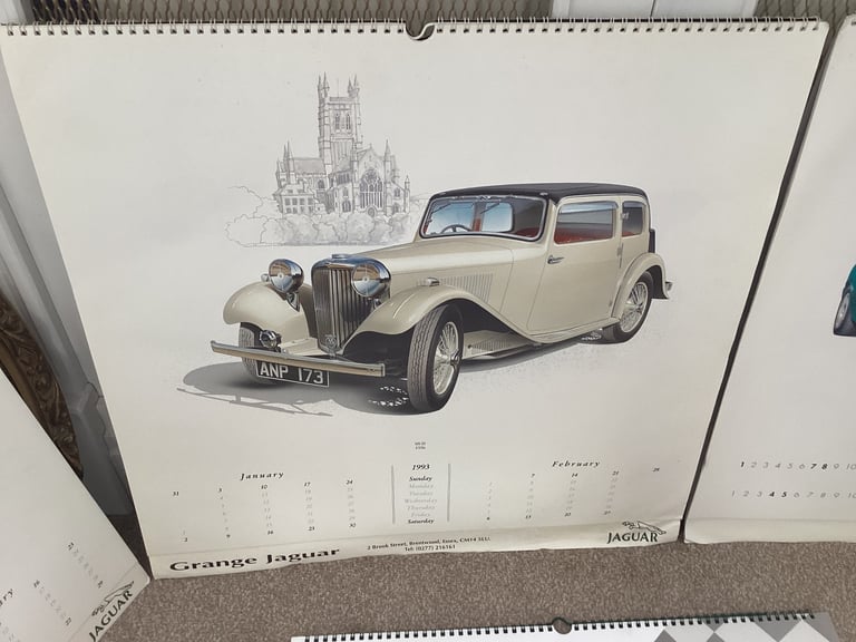 Choice of 6 Vintage Jaguar/Daimler Calendars,1992,1993,1995,1996,1997,1998.