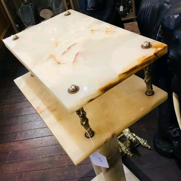 Vintage Onyx Telephone Table Plant Stand