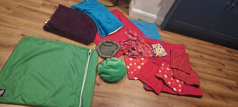 Fleece liners for guinea run and washing machine bag