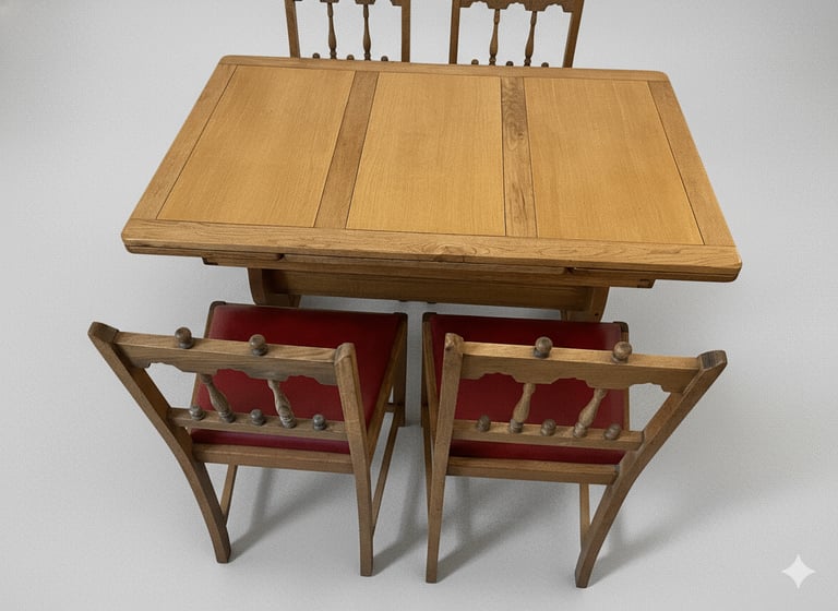 Ercol dining table with 4 chairs