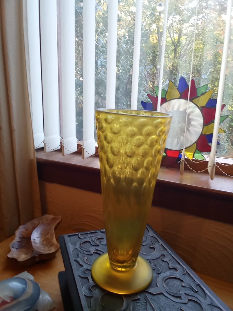 image for Beautiful uranium glass vase for sale 