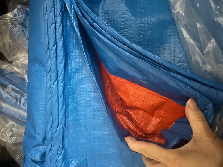 Tarpaulin Heavy Duty Waterproof 10m x 10m Metal Fixing Eyelets & Rope Reinforced Hems