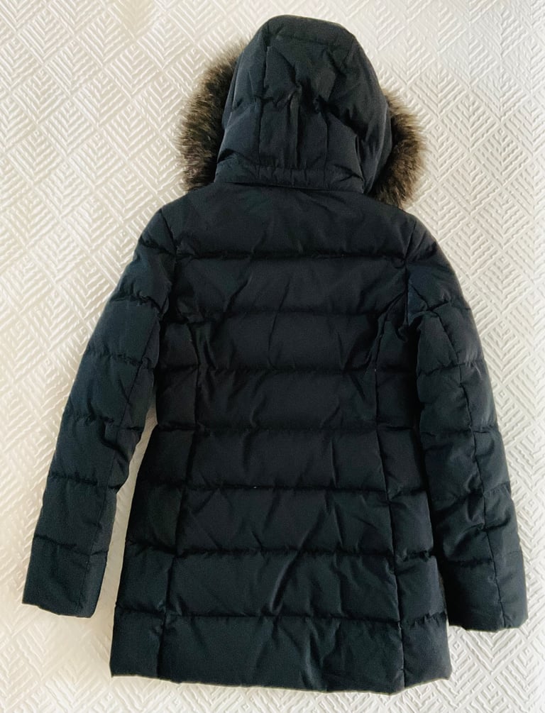 Navy 3/4 Length Coat Size 8 From Jack Wills With Detachable Hood. Down Feathers