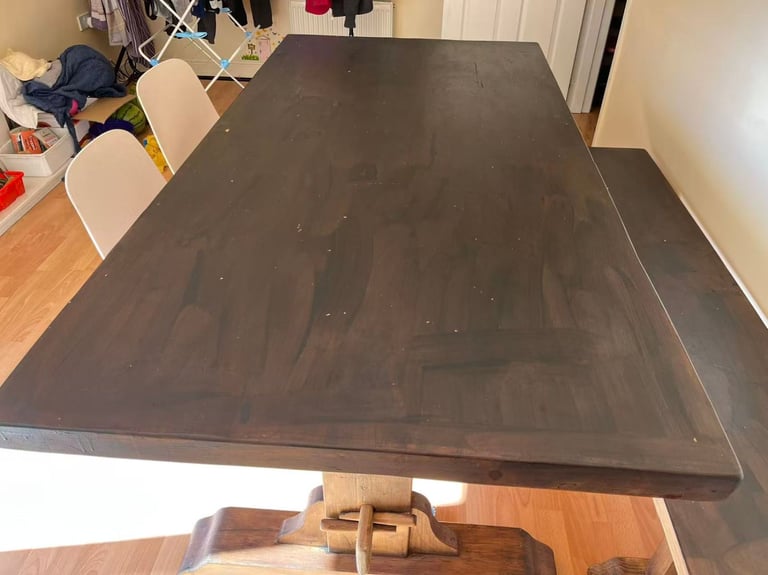 Vintage Solid Wood Dining Table with bench - Good Condition