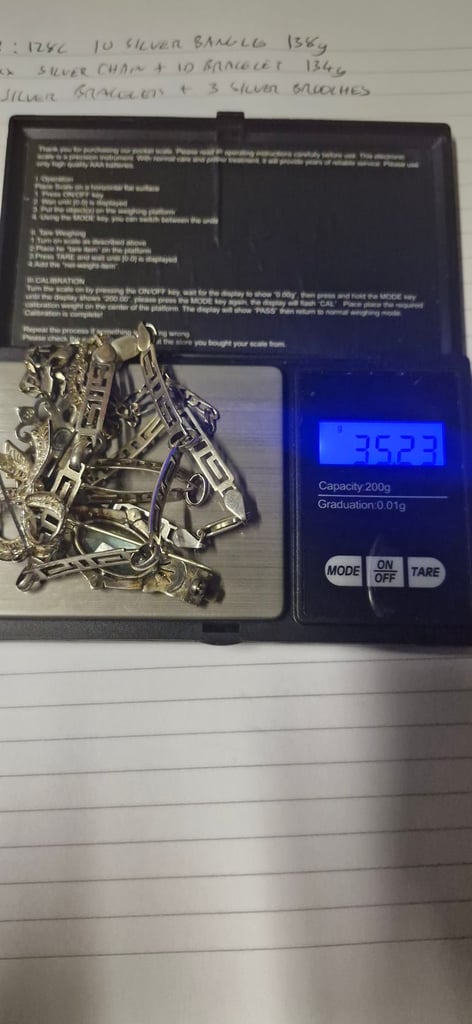 4 silver bracelets and 3 brooches