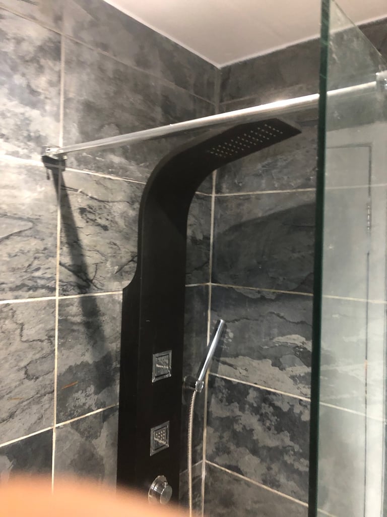 Stone Shower tray and glass screen 