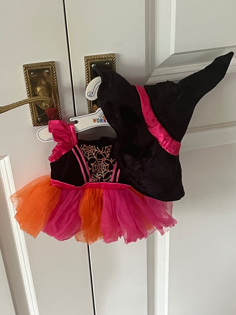 Build a Bear Halloween Black Purple Witch Dress Hat Costume Outfit Halloween
