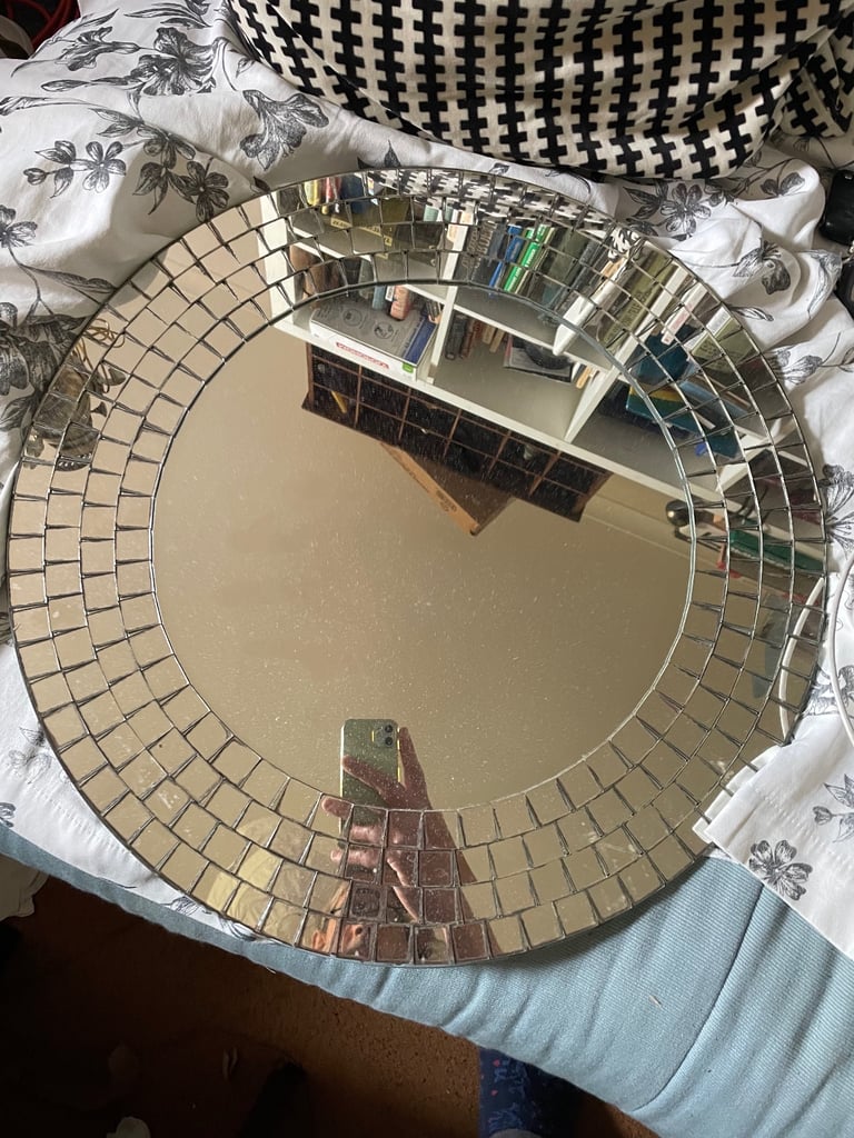 Ikea vintage Round Tranby mosaic hanging wall mirror 50cm
