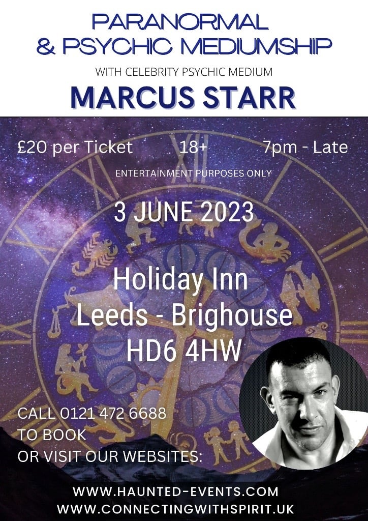 Paranormal & Psychic Event with Celebrity Psychic Marcus Starr @ Holiday Inn Leeds - Brighouse