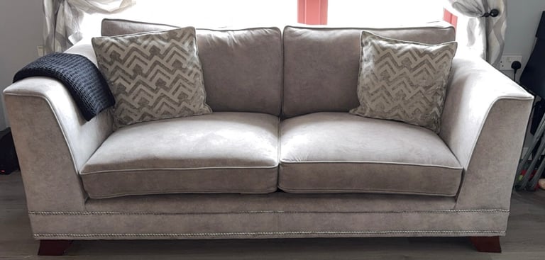 image for 3 grey seater sofa & cuddle chair 