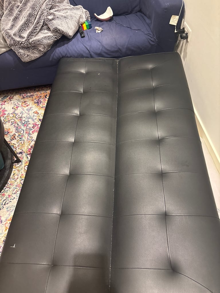 Price reduction Black leather sofa bed 