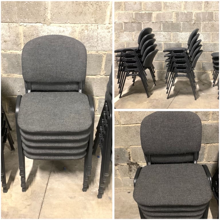 image for Black grey stacking chairs in excellent (20 available)