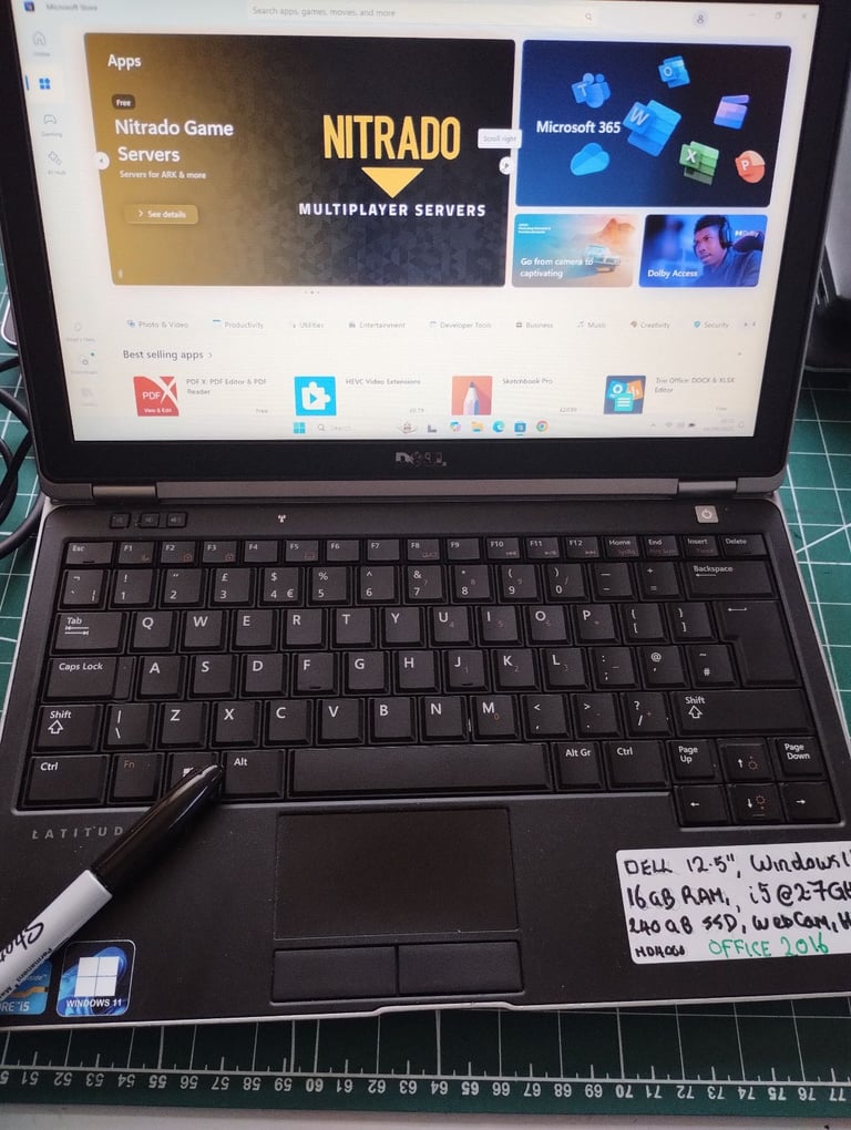 Dell laptop. Windows 11. Full Microsoft Office, 16GB RAM, i5 CPU, 240GB SSD, HDMI, WebCam.