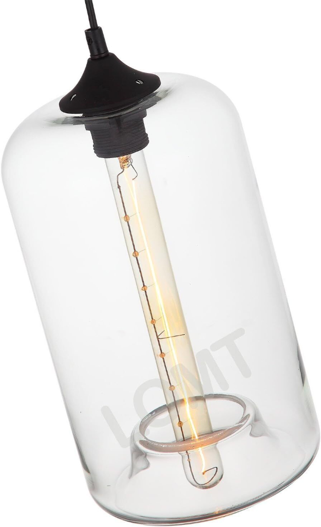 GLASS PENDANT LIGHT Hanging Ceiling Transparent Cylinder industrial modern retro