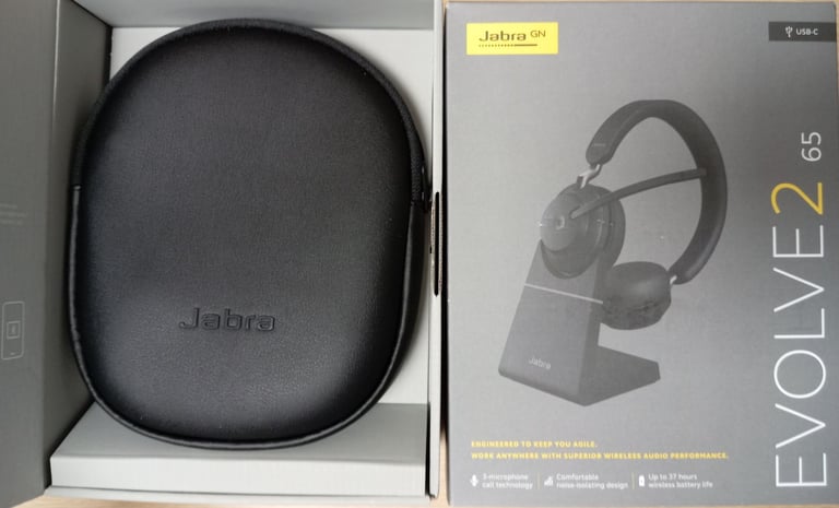 Brand new, in box: Jabra Evolve2 65 MS Stereo USB-C with Charging Stand – Black (Hillhead area)