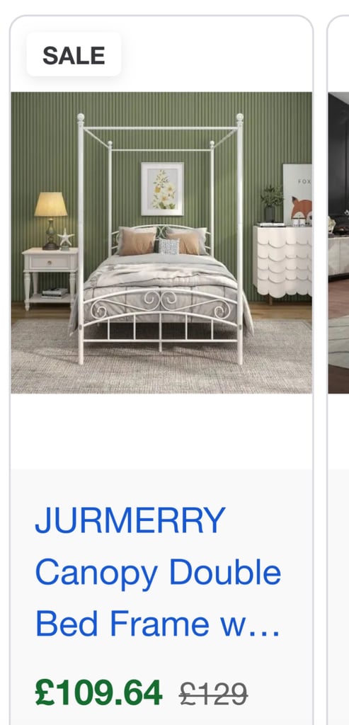 image for White 4 poster bed Amazon metal