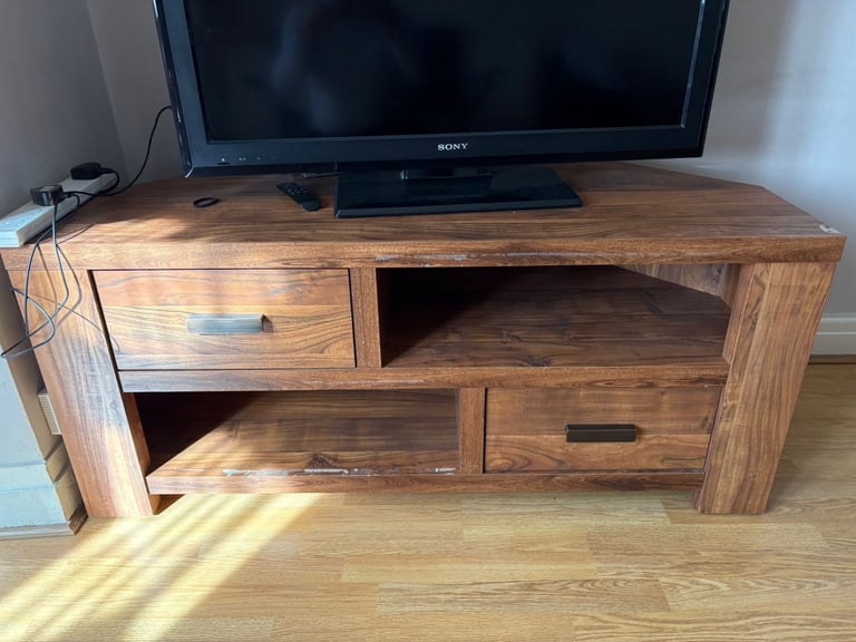 image for Dark Solid Wood TV Cabinet 