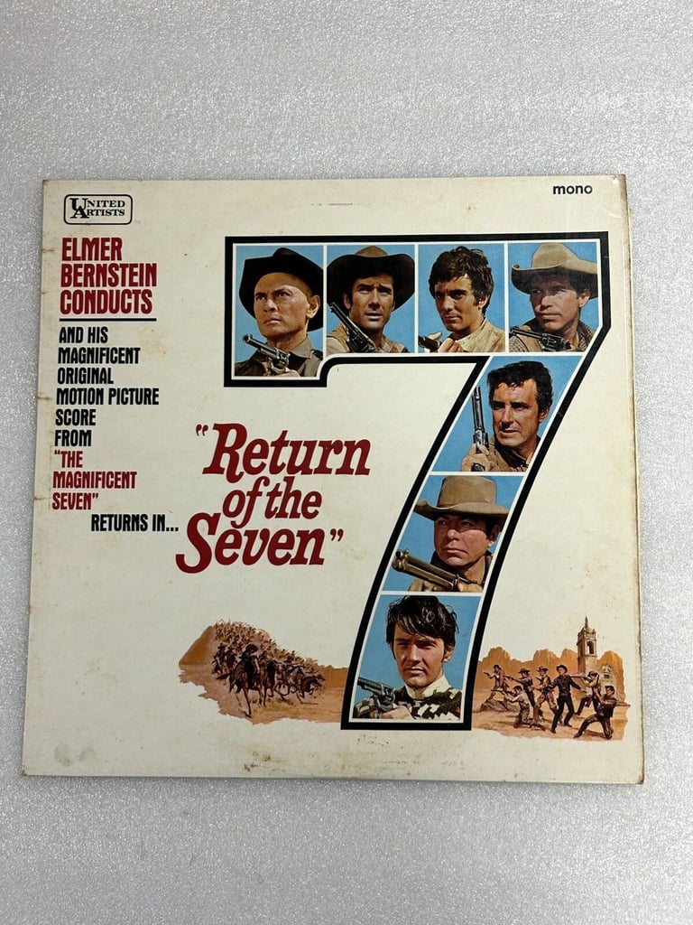 Elmer Bernstein: Return Of The Seven Soundtrack 1967 UK Mono LP RARER BLUE/SILVER LABEL