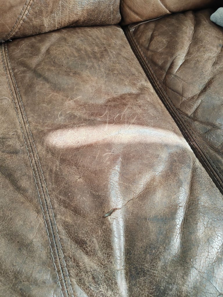 Leather sofa and armchair