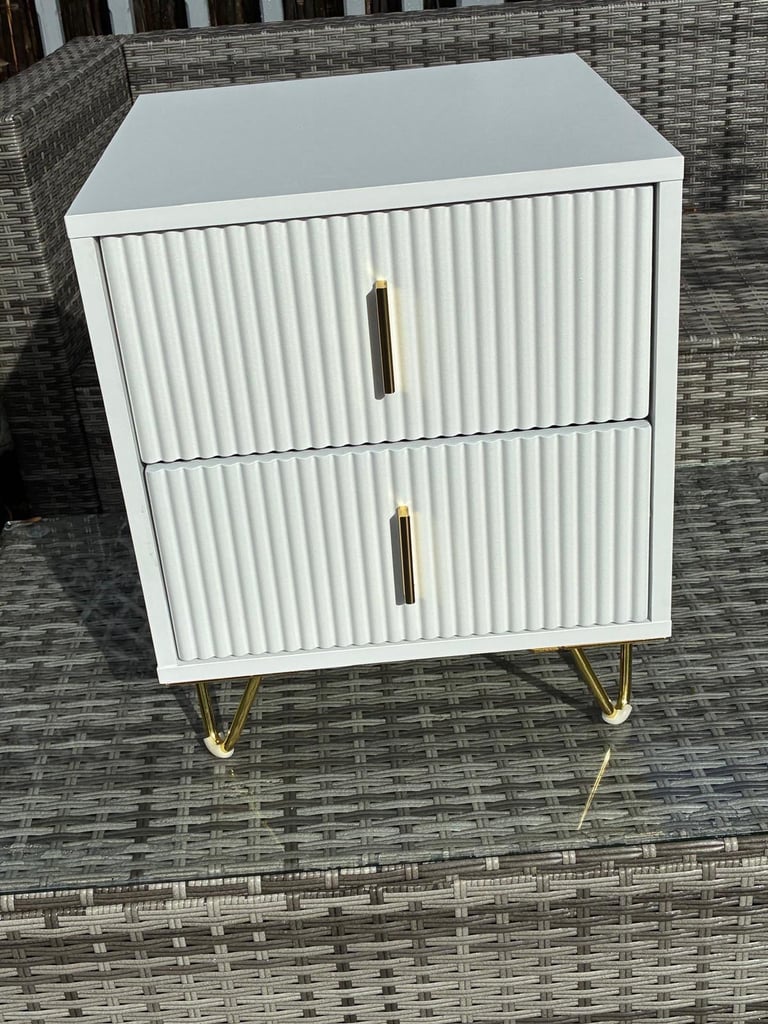 image for BOXED ALDEA 2 DRAWER BEDSIDE TABLE - WHITE £40