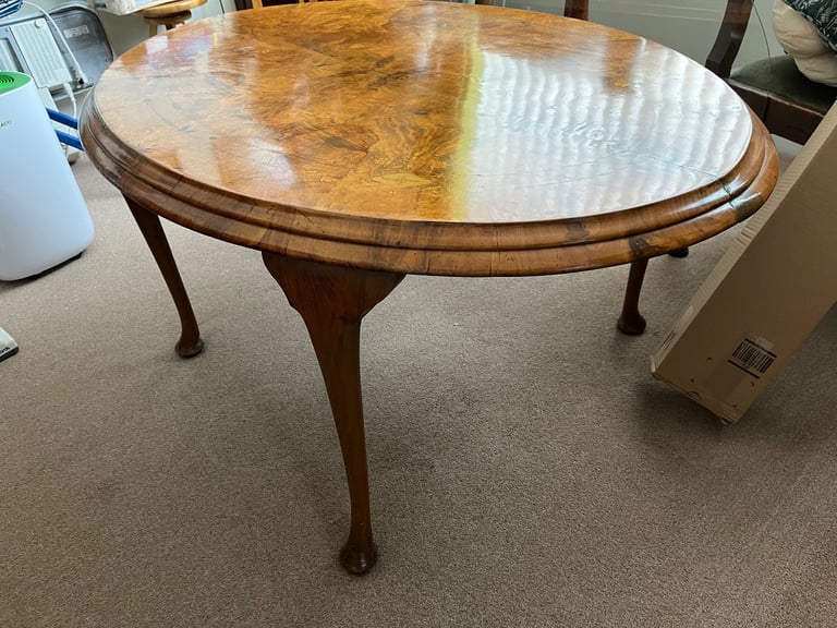 image for Antique Inlaid Burr Walnut coffee table with removable glass cover