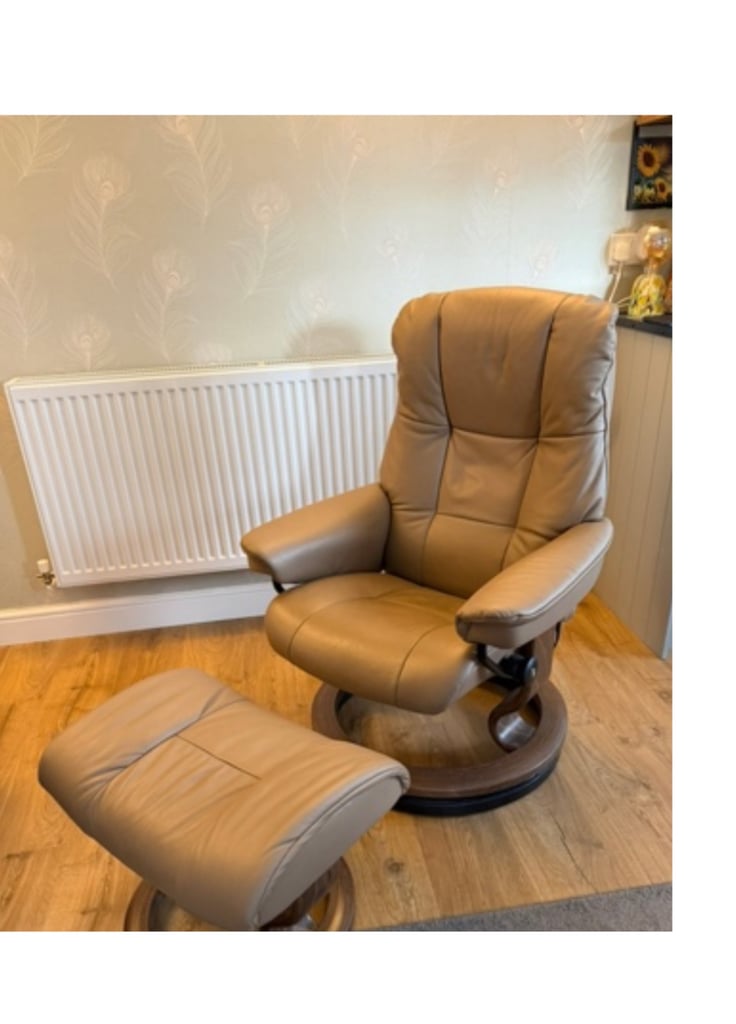 image for Stressless Mayfair Leather Chair and Footstool