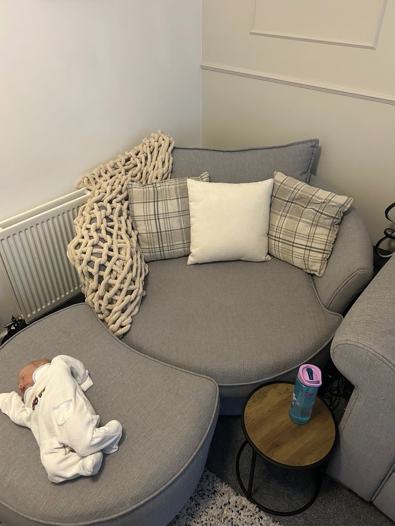 DFS corner sofa & cuddle chair with footstall 