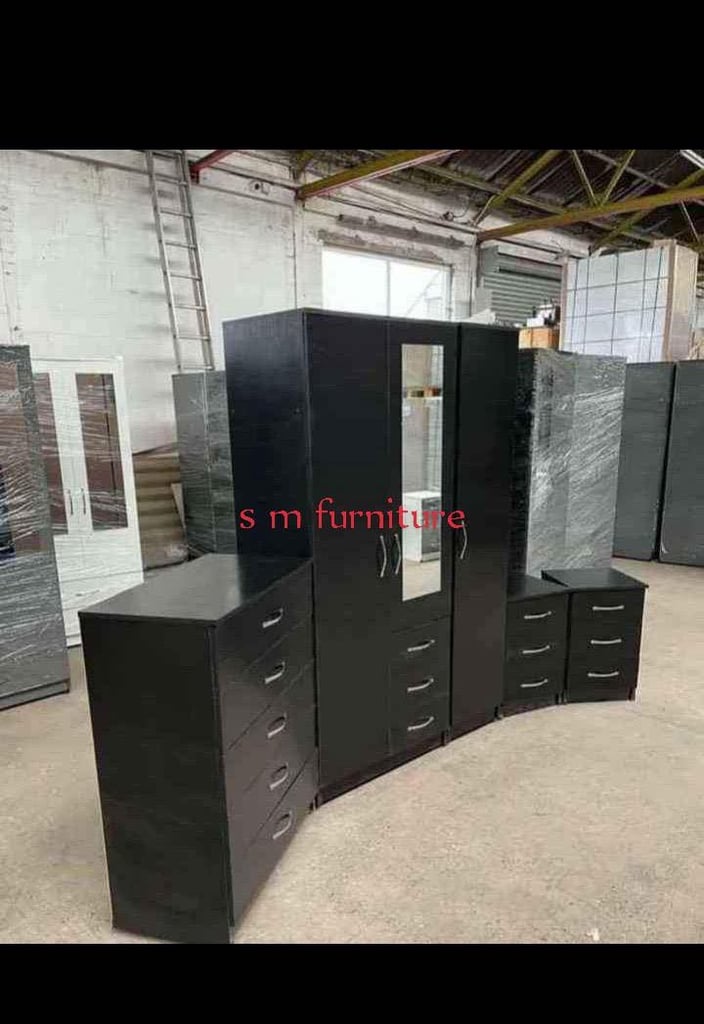 Modern Bedroom Furniture. Bedroom Suit Includes Bedside Tables, Chest of Drawers and Wardrobes