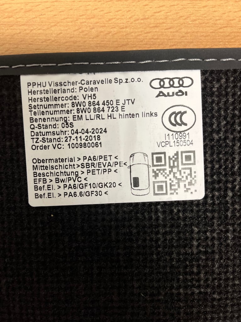 Genuine Audi A4 mats 2023