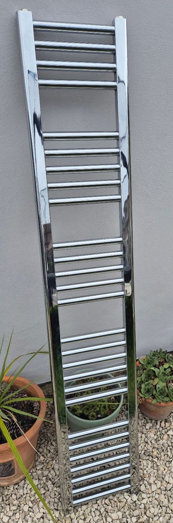 CHROME SLIM BATHROOM HEATED TOWEL RAIL RADIATOR