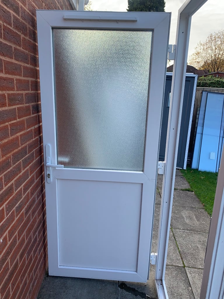UPVC DOUBLE GLAZED BACK DOOR SIDE DOOR & KEY 92cm WIDE 204cm HIGH Can Deliver