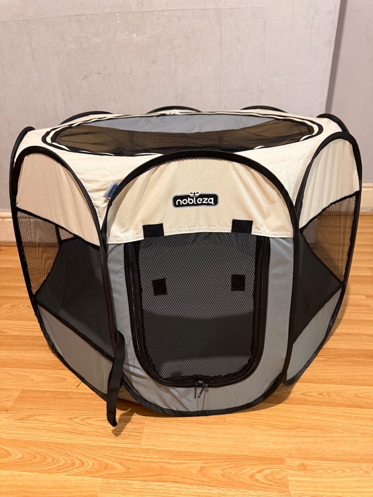 Foldable Pet Playpen Dog Cat Tent Soft Kennel grey 32.3x32.3x22.8in