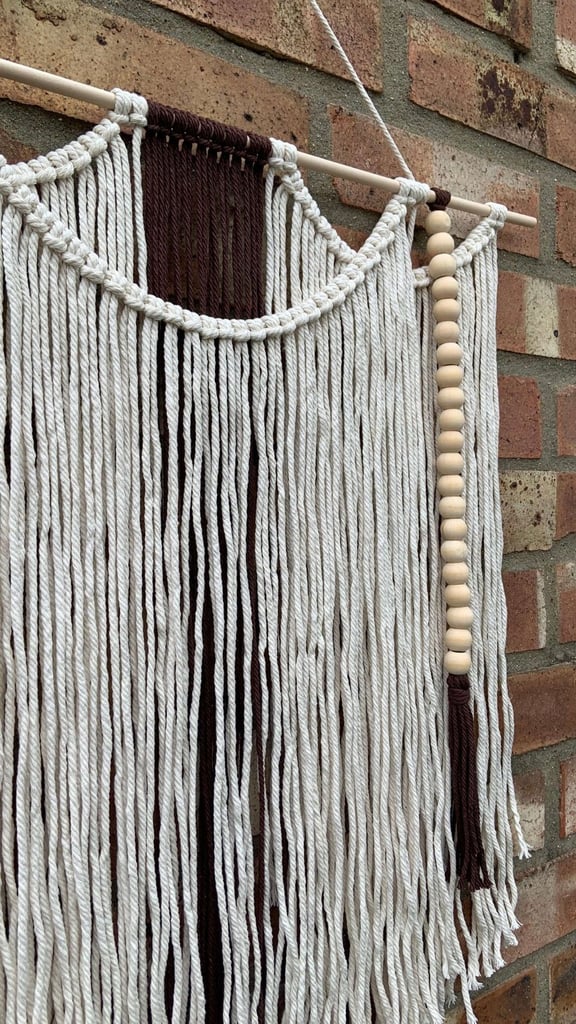 Boho Chic Macrame Wall Hanging with Wooden Beads