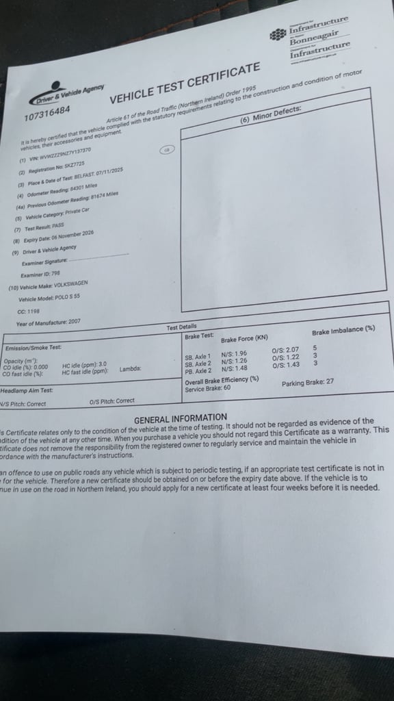 Volkswagen, POLO, Hatchback,2007, Mot Nov 2026,Manual, 1198 (cc), 5 doors