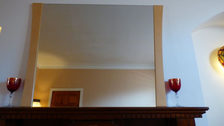 Extra Large Art Deco Style Mirror 2 Beech Panel 118x102 cm Perfect