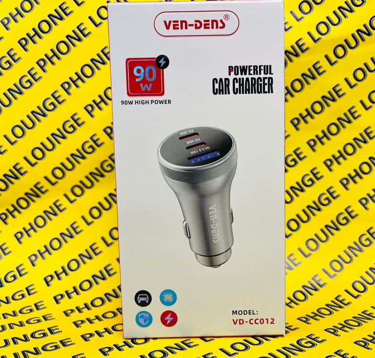 VEn-DEnS 90W Powerful Car Charger With USB Type C PD x2 and USB Type A x1