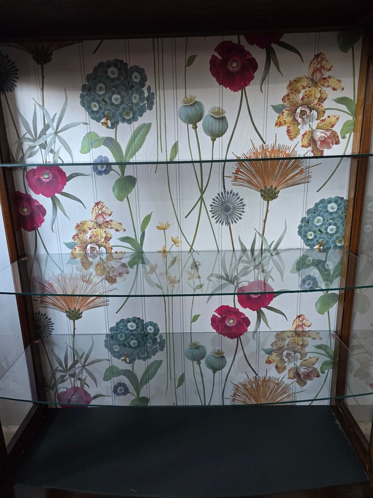 REFURBISHED  XL Antique Drinks Cabinet Cocktail Display Glass Wildflowers - Possible Local Delivery