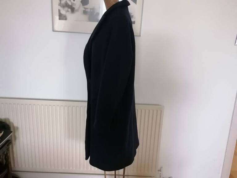 Vintage 00's AUTOGRAPH Ladies Smart Navy Wool Winter Coat. VGC. Size : UK 16