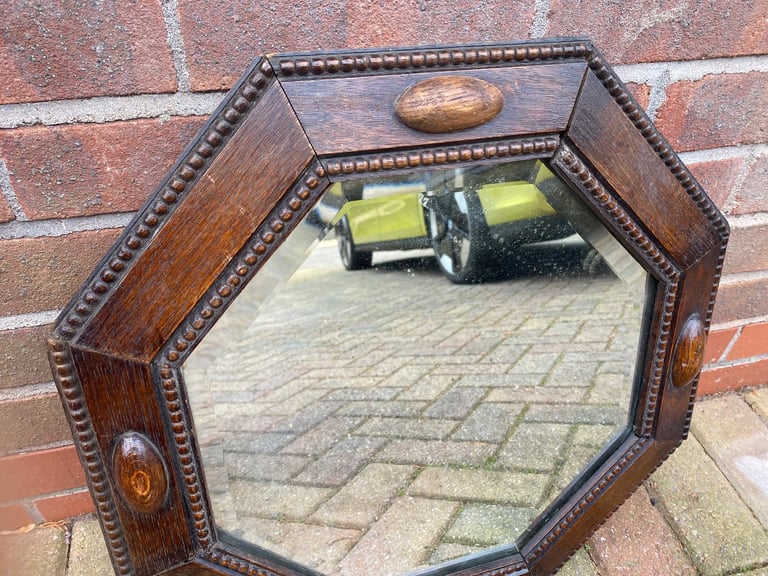 Vintage Edwardian Oak Octagonal Mirror - Small Project