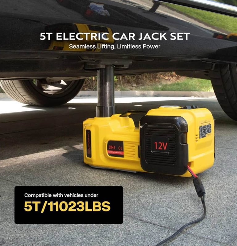 3 in 1 Electric Car Jack 12V DC 5 Ton Lift Hydraulic Jack kit Roadside Tire Change Lifting Tools JIY