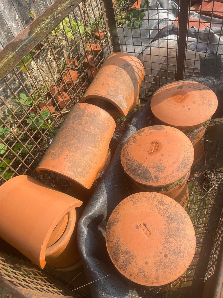 Red clay chimney pots hand made 