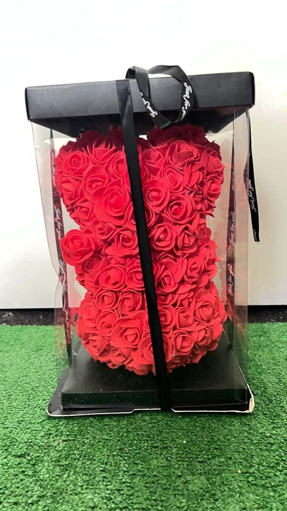 Red rose and white rose teddy Bear valentines day