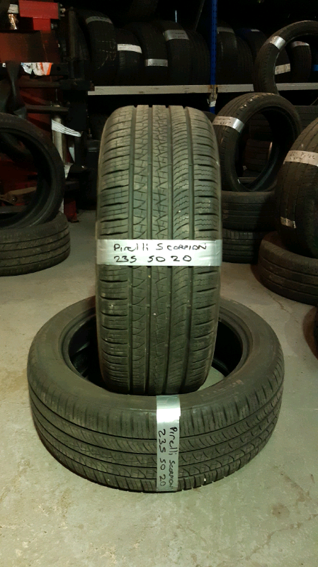 matching pair 235 50 20 pirelli scorpion tyres 7mm tread £120 pair fitd n bal opn 7 dys