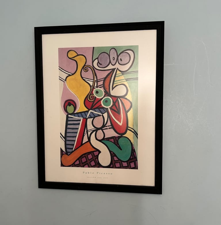 image for Large Framed Print Picasso Yellow Jug H34in/87cm W26/66cm Good Condition  C336