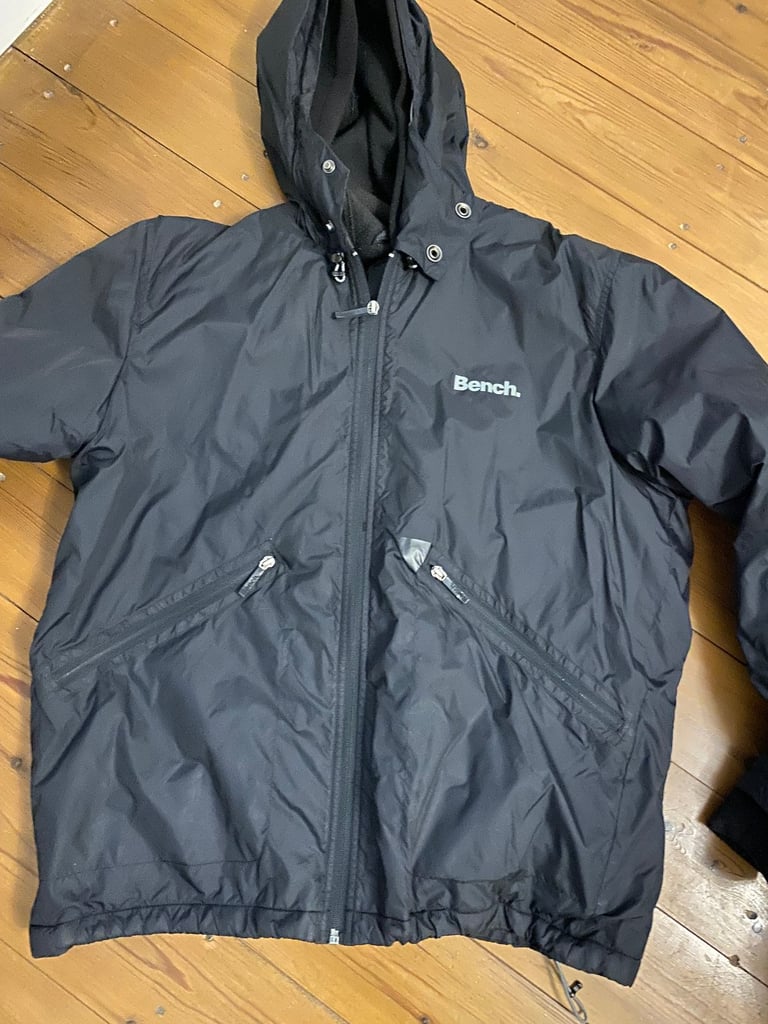 image for Men's Black Bench Jacket fleece lined size large 