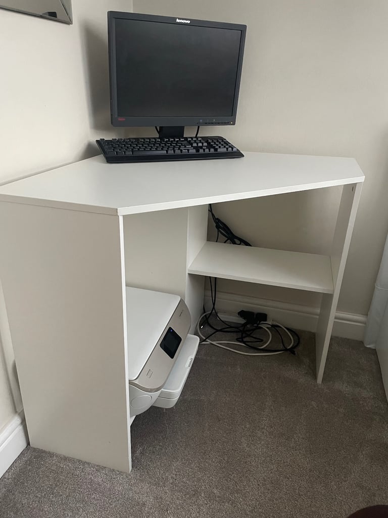 White Corner Desk Ideal for small spaces 