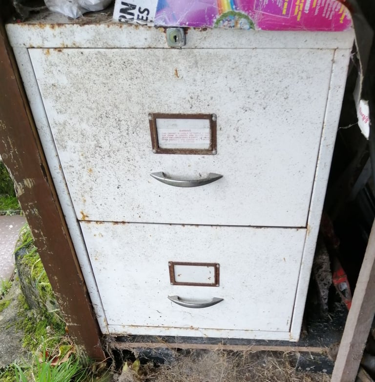 image for Two drawer filing cabinet suitable for storing items in a garage