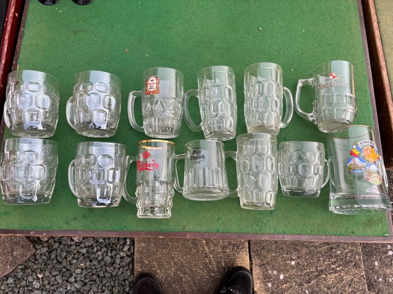 Mixed lot of half pint handled glasses some vintage 