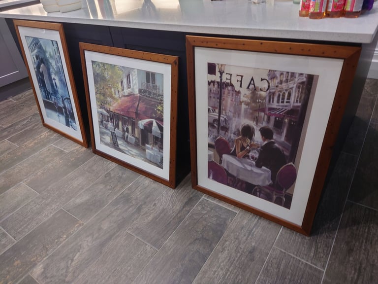 image for 3 Large Pictures - Paris / French Cafe / Wine